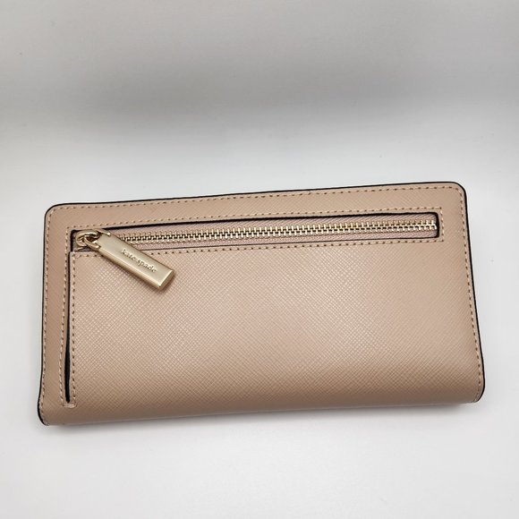 Kate Spade Slim Billfold Wallet - Saffiano Leather - Beige and Black - NWT - Picture 2 of 5